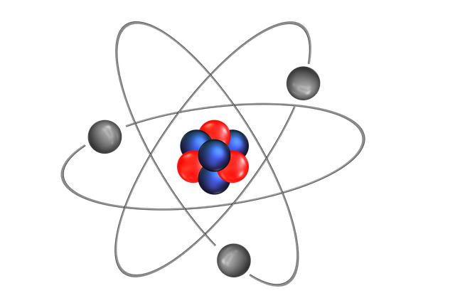 Rutherford atomic model schematic electrons around nucleus in circles
